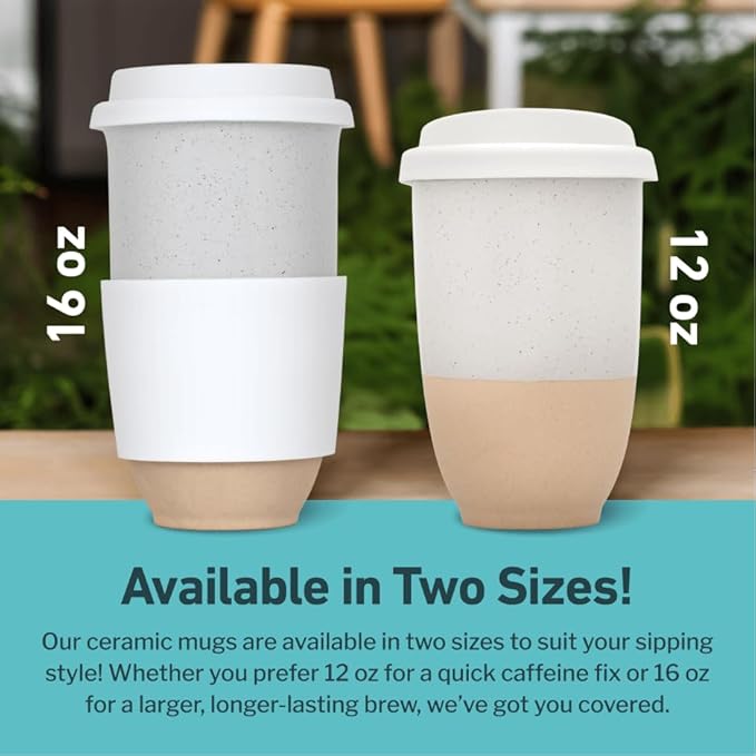 Travel Mug - Coffee Mug Travel – Microwave & Dishwasher Safe Coffee Clay Tumbler - Gifts For Women Men Him Her – 16oz – Dune