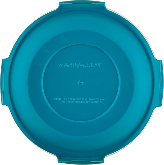 Rachael Ray Leak-Proof Nestable Container Food Storage Bin Set, 10-Piece, Clear with Teal Lids