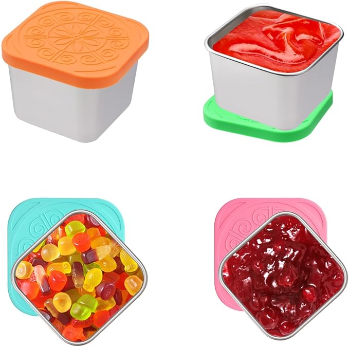 6 Pack 2oz Stainless Steel leak-proof Snack Box Portable Sealed Food Storage Box, a versatile food container for kids, fitness, picnic and travel