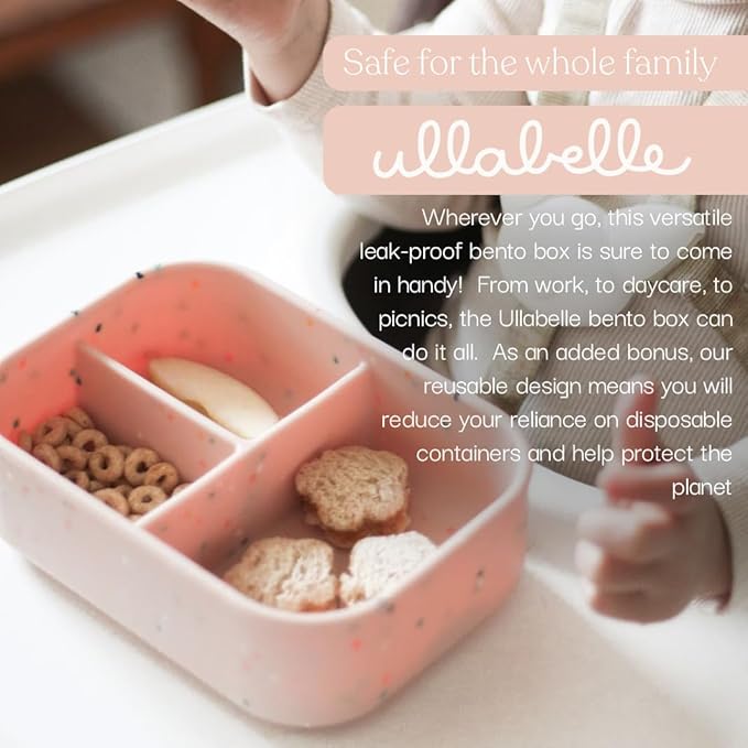 Ullabelle Leak Proof Bento Box Food-Grade Silicone Bento, BPA, Phthalate, Lead, & PVC Free - Lunch Box for Daycare, Kids, & Adults - Leak Resistant Sets With Lids Snack Box Container (Periwinkle)