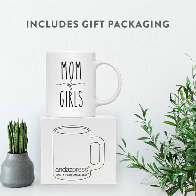 Andaz Press Mother's Day 11oz. Ceramic Coffee Tea Mug Gift for Mom, Mom of Girls, 1-Pack