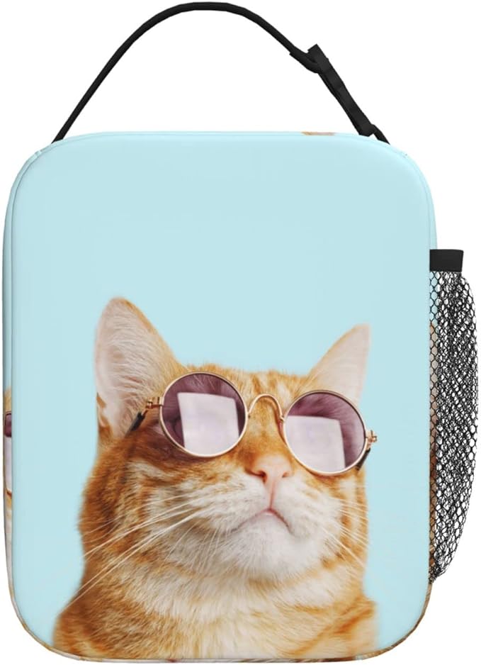 Sunglasses Cat Reusable Lunch Box Insulated LunchBox Cooler Lunch Bag