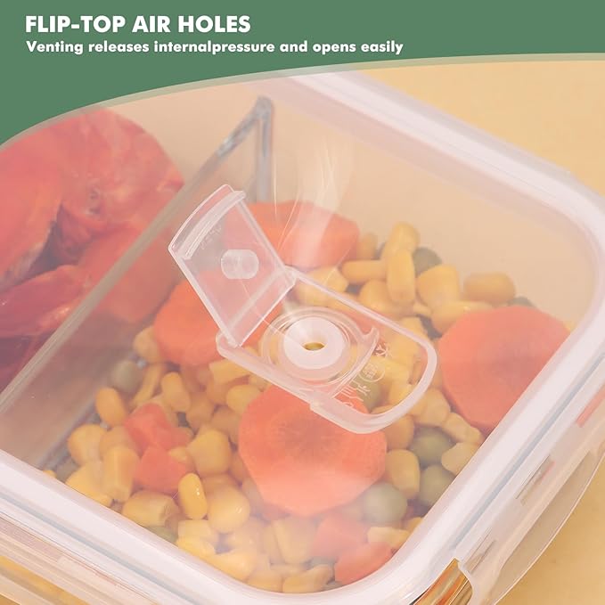 5-Pack Glass Storage Containers,Glass Food Container with Lid,Lunch Box,Bento Box,Storage Box,Meal Prep Containers,Lunch Containers,Fruit Preservation Boxes,Two-partition-White