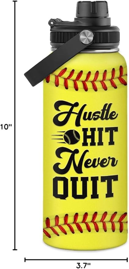 Softball Water Bottle 32oz Stainless Steel Insulated Bottles for Men Women Sports Lovers Fan Players Coach - Softball Gifts for Birthday Christmas