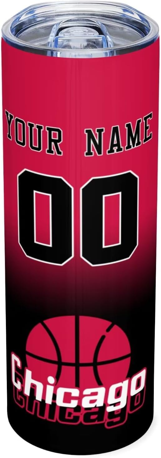 Custom Tumblers Stainless Steel Cup Personalized Basketball Insulation Travel Mug Add Your Name Number 20 oz Fans Gift for Men Women