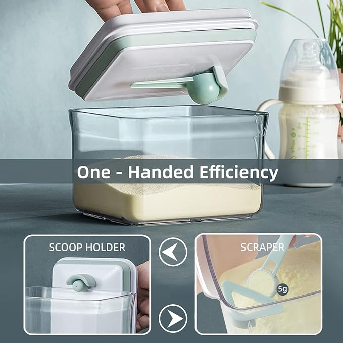 1700ml Airtight Food Storage Container - BPA Free Formula Dispenser with Scoop & Scraper, Leakproof Stackable Kitchen Canister for Flour, Cereal, Snacks (1.85qt)