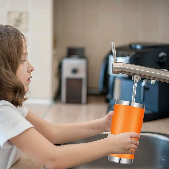 VEGOND 20oz Tumbler Stainless Steel Tumbler Cup with Lid And Straw Vacuum Insulated Double Wall Travel Coffee Mug(orange package 12)