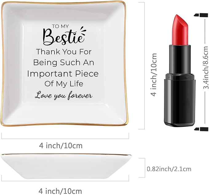 Birthday Gifts for Women Best Friend - to My Bestie Jewelry Dish Trinket Tray, Unique Friendship Gifts for Women Female Friend Christmas Valentines Mother's Day