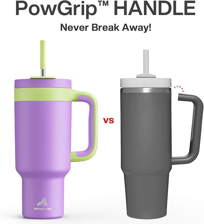 40 oz Tumbler with Handle, 2-in-1 Straw and Sip Lid, Leakproof, Dishwasher Safe, Insulated Stainless Steel Travel Coffee Mug, Keeps Cold for 34 Hours, Fits in Car Cup Holder (Wisteria)