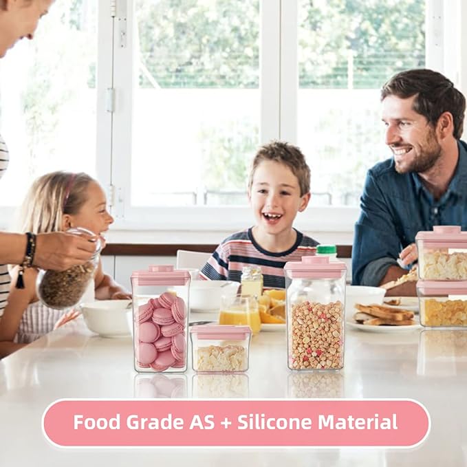 Ankou Airtight Food Storage Container - 7 Pcs One Button Handy Container Stackable Food Containers for Snacks Candy Salt Herbs Spices Coffee Bean Formula Popcorn BPA-Free Tight Seal