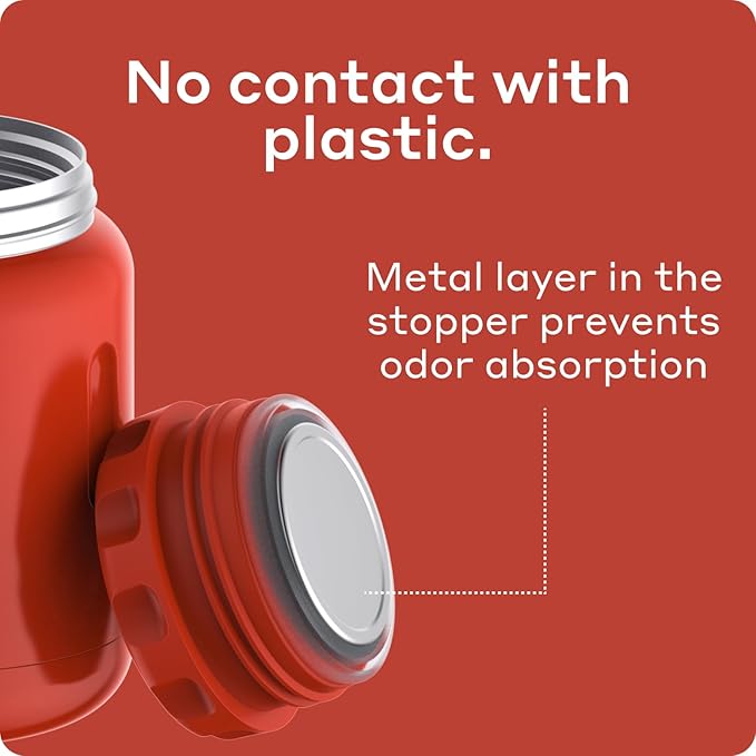 BOBBER 24 oz Insulated Stainless Steel Food Thermos for Hot Food, Extra-Wide Mouth Lunch Container for Adults with Spoon and Bowl, Dishwasher Safe - Keeps Meals Hot for 14 Hours (Red)