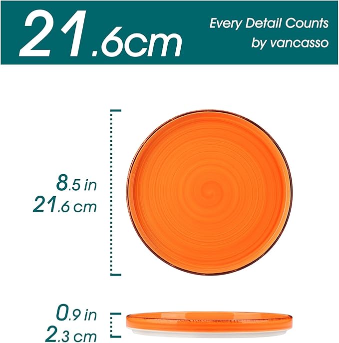 vancasso Bonita 8.5 inch Salad Plates, Ceramic Small Dinner Plates Set, Dessert Plates Set of 6, Microwave,Oven and Dishwasher Safe, Multicolor