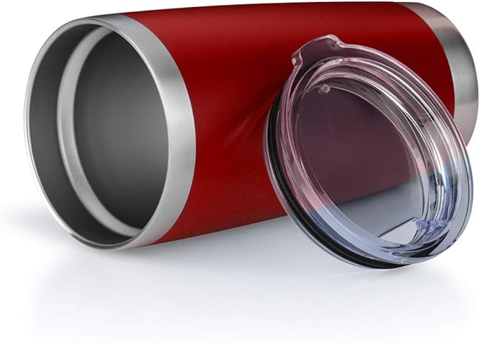 20oz Tumbler Bulk Stainless Steel Vacuum Insulated Tumblers with Lid Double Wall Travel Mug, Durable Powder Coated Coffee Cup, Suitable for Ice Drinks and Hot Beverage (Red 12pack)