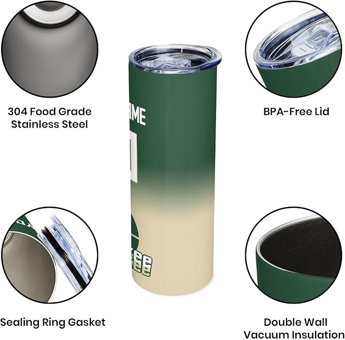 Custom Tumblers Stainless Steel Cup Personalized Basketball Insulation Travel Mug Add Your Name Number 20 oz Fans Gift for Men Women