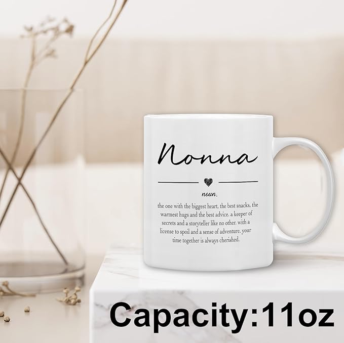 QASHWEY Nonna Gifts Coffee Mug, Gifts for Nonnas Grandma from Grandkids Grandchildren, Grandma Coffee Mug, Mothers Day Mugs Tea Cup Gift for GrandmaNonna, Nonna Definition CoffeeCup Ceramic 11oz