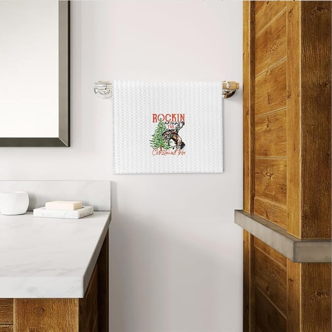 Western Christmas Decor Towels,Christmas Tree Towels for Kitchen Bathroom, 16x24