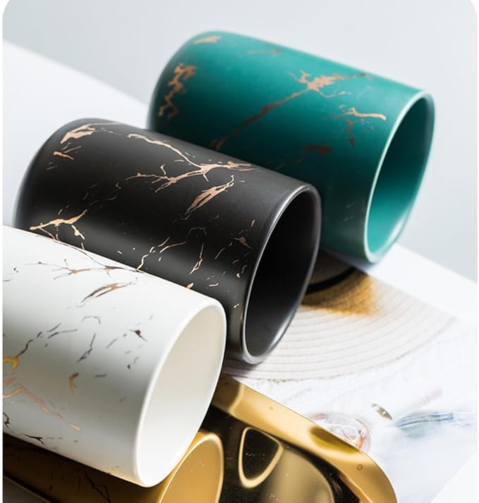 Ceramic Toothbrush Holder, Nordic Toothbrush Cup, Simple Stone Mug. (White)