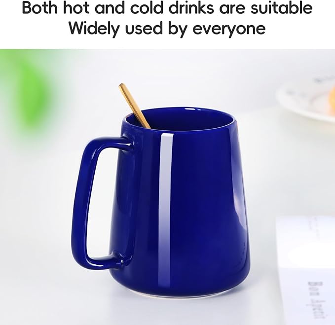 Smilatte 24 OZ Large Coffee Mug, Nice Ceramic Boss Tea Cup with Big Handle for Dad Men Women, Unique Style For Any Kitchen, Blue