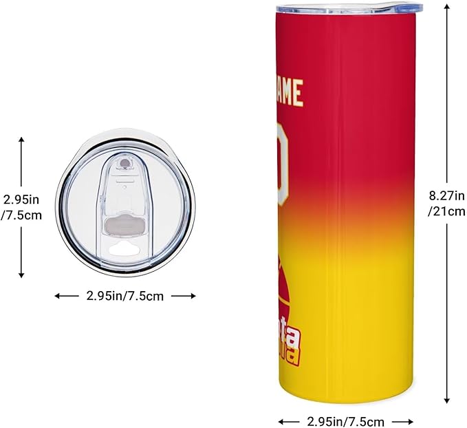 Custom Tumblers Stainless Steel Cup Personalized Basketball Insulation Travel Mug Add Your Name Number 20 oz Fans Gift for Men Women