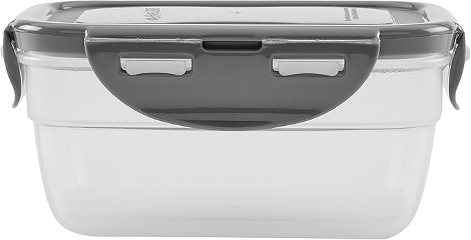 Rachael Ray Leak-Proof Stacking Container Food Storage Bin Set, 30-Piece, Clear with Gray Lids