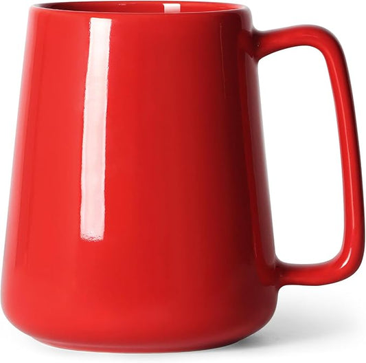 Smilatte 24 OZ Large Coffee Mug, Nice Ceramic Boss Tea Cup with Big Handle for Dad Men Women, Unique Style For Any Kitchen, Red