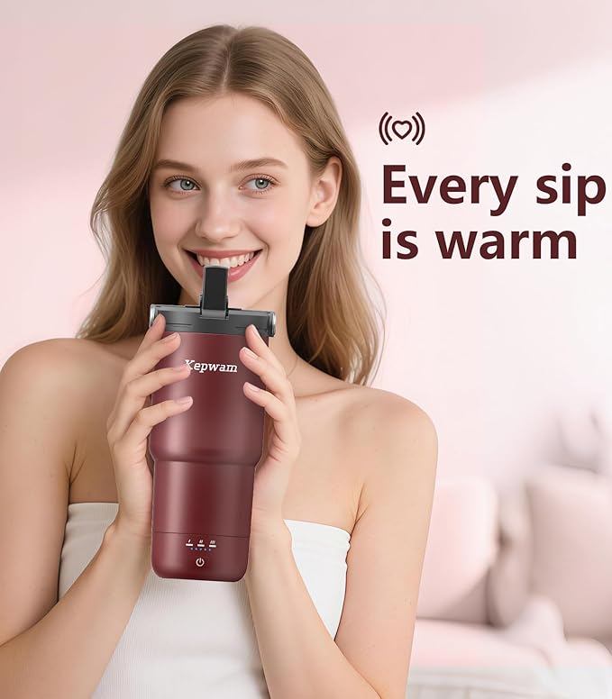 Self-Heating Travel Mug 20oz, Temperature-Controlled Coffee Warmer Mug, Smart Travel Coffee Mug Keep Coffee Drinks Hot, Heated Mug Great for Driver Outdoor Fits Car Cup Holders