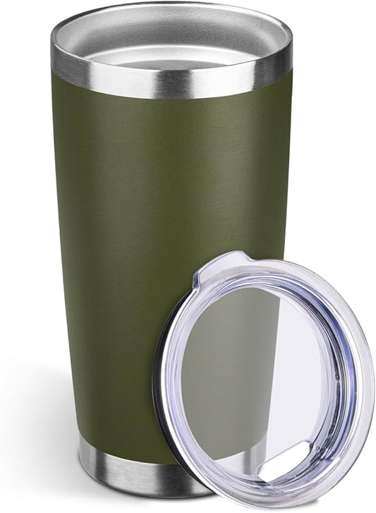 StarSpeed 20oz Tumbler Bulk with Lid, Stainless Steel Insulated Tumblers Double Wall Vacuum Insulated Travel Mug, Powder Coated Coffee Cups for Hot and Cold Drinks(Navy Green,1)