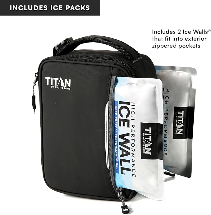 Titan Fridge Cold Upright Lunch Box With 2 250g Ice Walls®, Black Ice