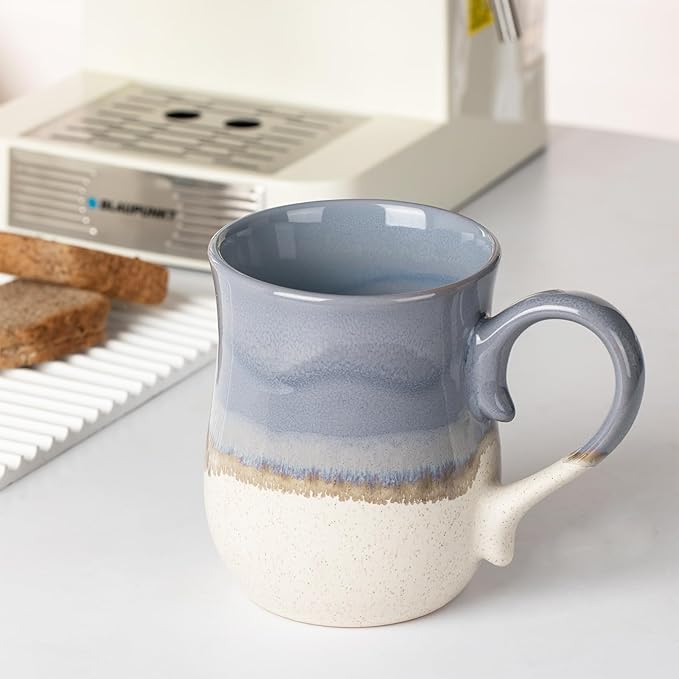 20 OZ Large Coffee Mugs, Ceramic Coffee Mug Big Tea Cups with a Large Handle for Office and Home, Microwave and Dishwasher Safe (20 OZ Grey Blue)