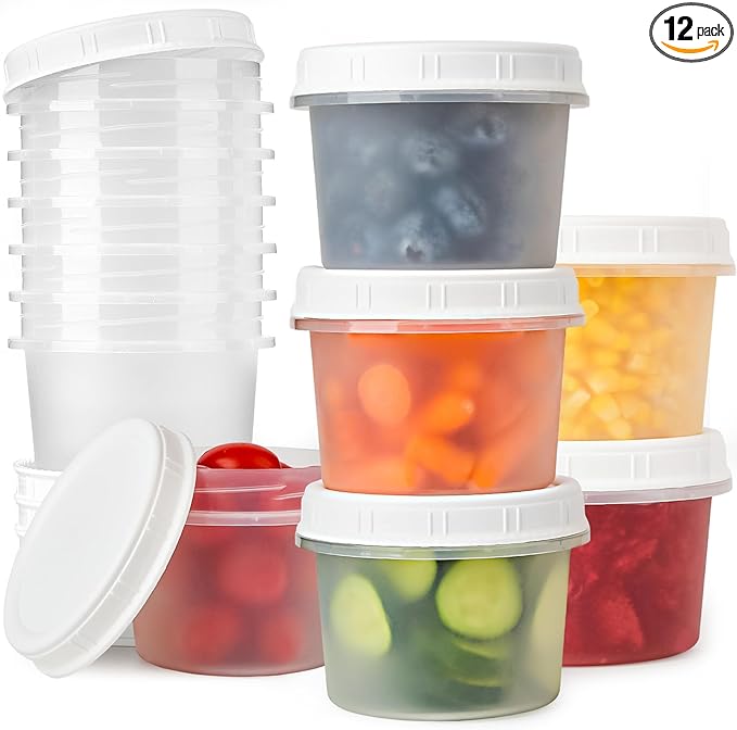 TUZAZO 20 Oz Food Storage Containers with Screw Lids, 12-Count Reusable Small Plastic Soup Containers for Portion and Meal Prep | Microwave-, Freezer-, Dishwasher-Safe | BPA Free