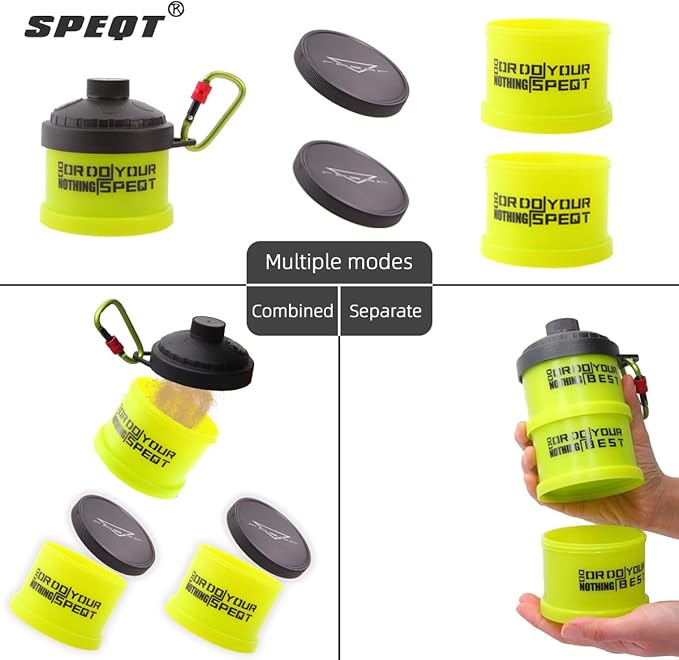 Protein Powder Stackable Container To Go,with Top Cap Funnel for Water Bottle,Twist Lock Portable Supplement Organize Storage Dispenser for Pre/Post Workout,Fitness,Travel,Gym
