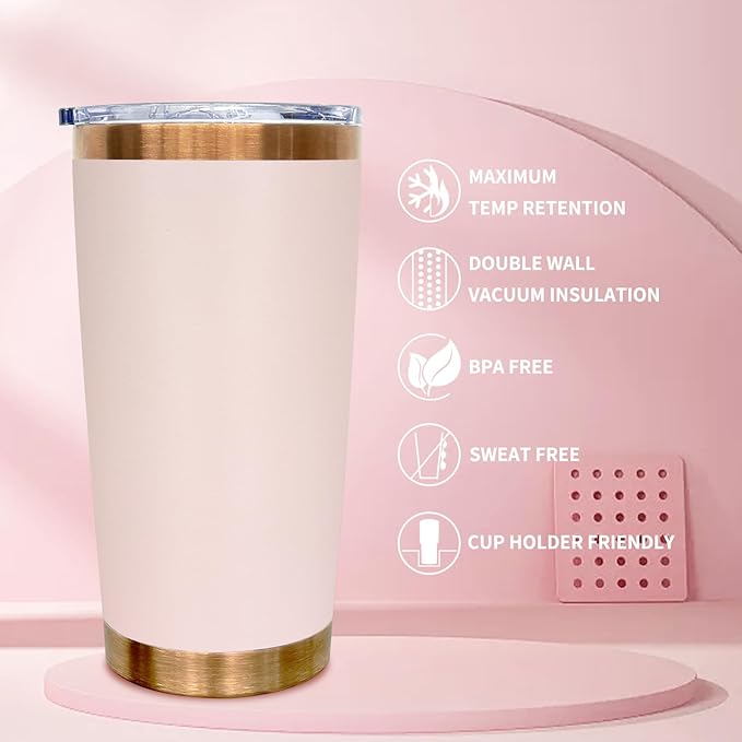20 oz Tumbler Stainless Steel Tumbler with Lid and Straw, Double Wall Vacuum Insulated Travel Coffee Mug for Laser Engrave, Powder Coated Cup for Hot and Cold Drinks (Pink,1 pack)