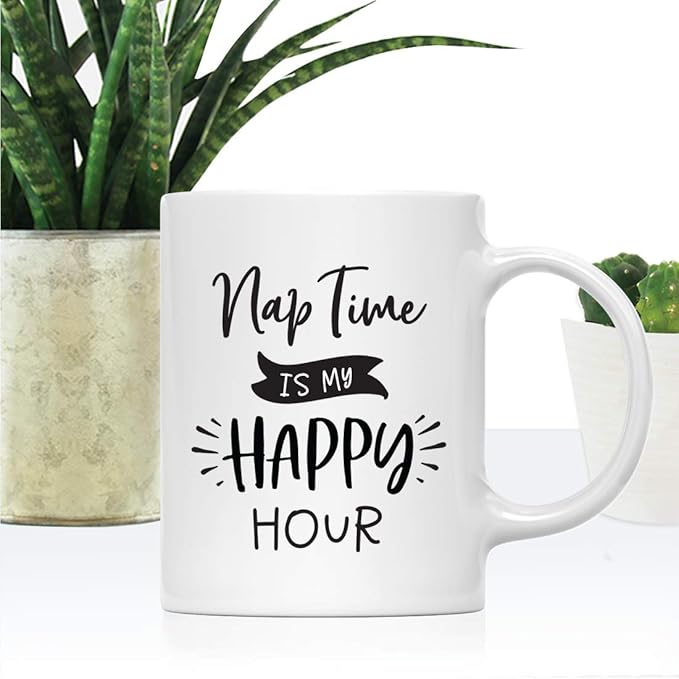 Andaz Press Mother's Day 11oz. Ceramic Coffee Tea Mug Gift for Mom, Nap Time is My Happy Hour, 1-Pack, Birthday Christmas Gift Ideas
