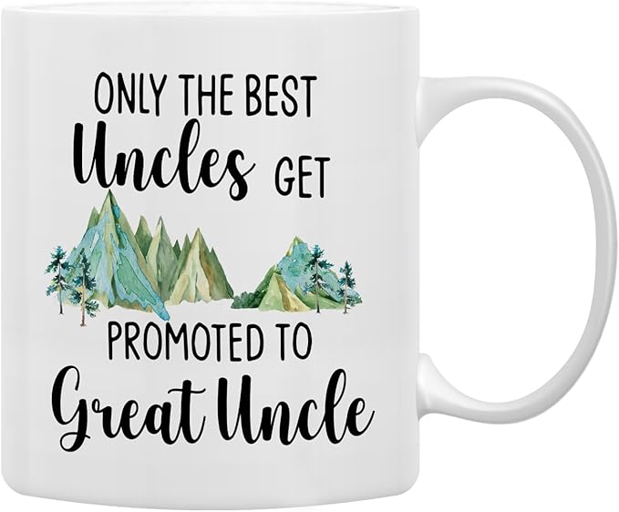 QASHWEY Uncle Mug, Uncle Gifts, Uncle Coffee Mugs, Great Uncle Mug, Great Uncle Mug Tea Cup Gifts for Uncle, Promoted to Great Uncles Coffee Cups Ceramic 11oz