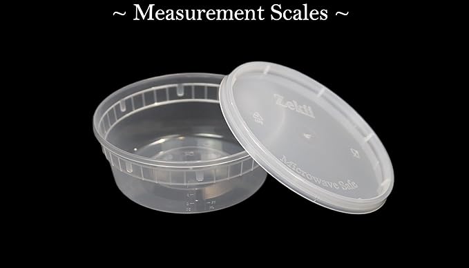 Zekii EXTRA THICK Deli Containers with Lids, Soup Containers w/Lids Airtight, 48Sets 8oz, Disposable, BPA Free, Takeout soup Cups, Meal Prep, Food Storage w/Measurements