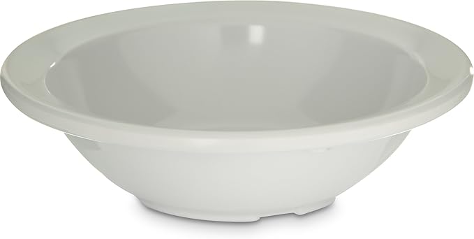 Carlisle FoodService Products Kingline Reusable Plastic Bowl Fruit Bowl with Rim for Home and Restaurant, Melamine, 4.75 Ounces, White