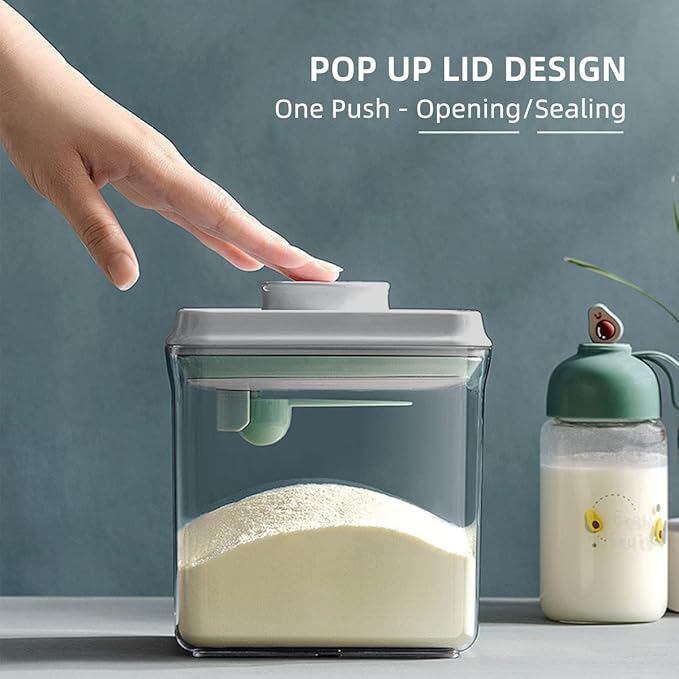 1700ml Airtight Food Storage Container - BPA Free Formula Dispenser with Scoop & Scraper, Leakproof Stackable Kitchen Canister for Flour, Cereal, Snacks (1.85qt)