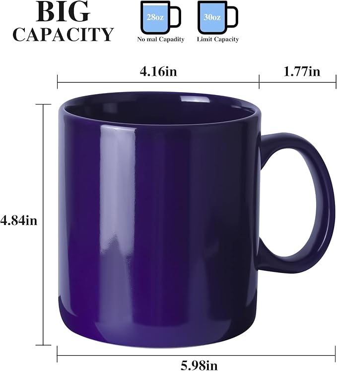 29oz Extra Large Ceramic Coffee Mug with Handle for Office and Home (Blue)