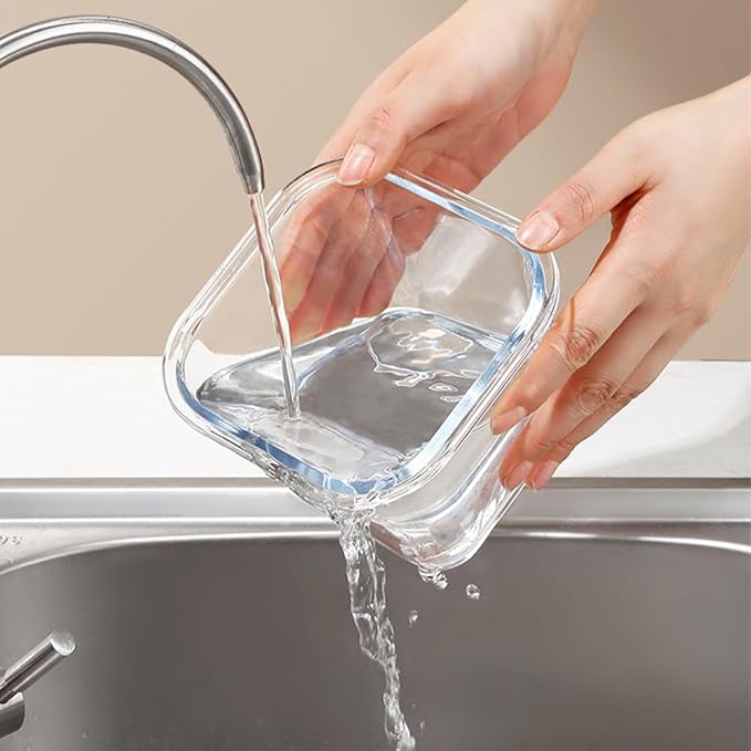 Square Glass Food Storage Containers, 4 Cup Glass Soup Container with Airtight Lids,Square Food Meal Prep Bowls for Salad soupleftovers, Fridge、Microwave、Dishwasher Safe (4 Pack)