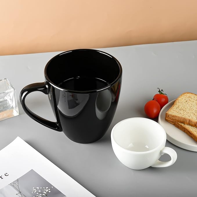 39oz Large Coffee Mug Ceramic Tea Cup for Office and Home Big Capacity with Handle set of 2(black)