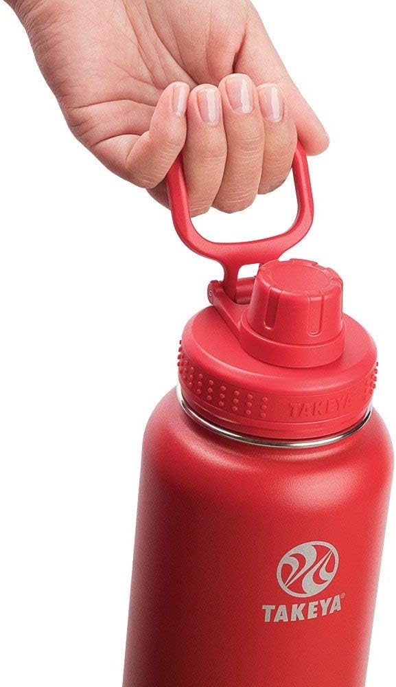 Takeya Actives Water Bottle with Spout Lid - Bottle with Double Stainless Steel Insulation - Dishwasher Safe & BPA-Free - Bottle with Spout Lid & Removable Bumper - 40 oz, Watermelon
