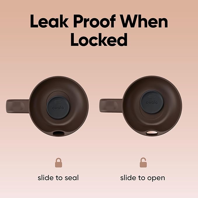 Owala SmoothSip Slider Stainless Steel Insulated Travel Mug with handle, 100% Leak Proof, For Hot and Cold Drinks, Travel Friendly with Sliding Lock Lid, 24 oz, BPA Free, Leak Proof, Pucker Up