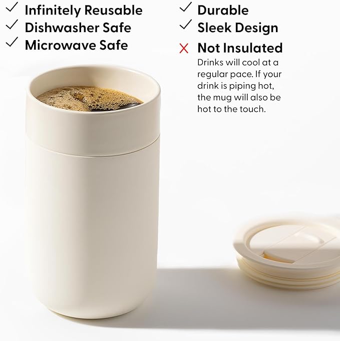 W&P Porter Ceramic Mug w/ Protective Silicone Sleeve, Mint 16 Ounces | On-the-Go | No Seal Tight | Reusable Cup for Coffee or Tea | Portable | Dishwasher Safe