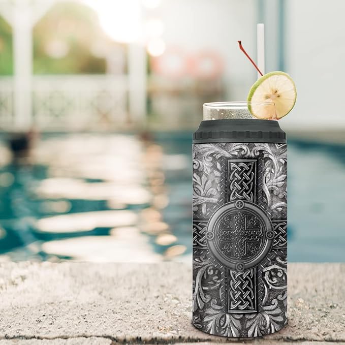 winorax Viking Gifts For Men Dad Nordic Vikings Tumbler 4-in-1 Design 16oz Stainless Steel Insulated Tumblers Coffee Travel Mug Cup Gift For Fathers Day Birthday Christmas