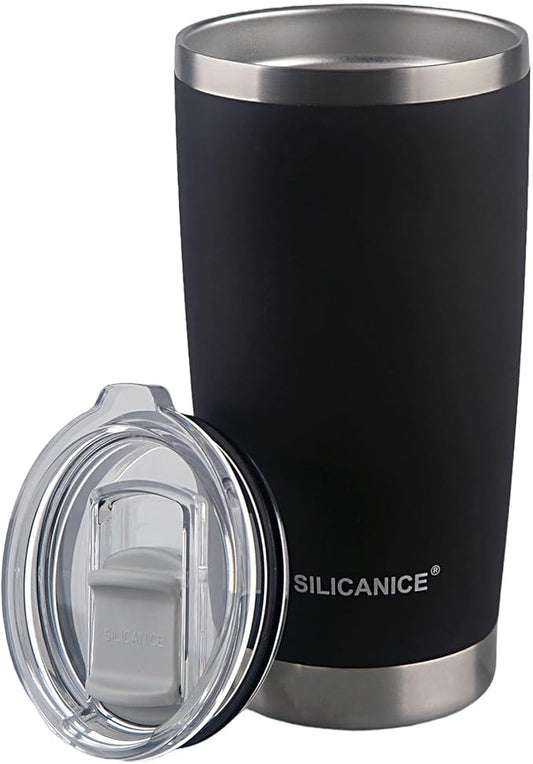 Black Velvet Touch 20oz Tea Tumbler with Lid - Spill Proof,Dishwasher Safe,Durable Thermal Insulated Cup for Hot & Iced Coffee,Portable Coffee Mug,Wine,Cola,Drinkware Small Bottle