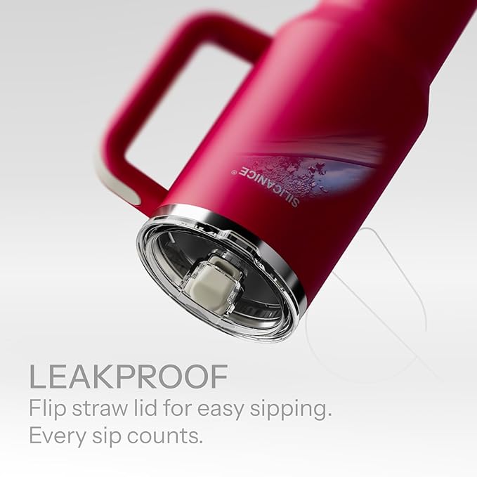 Easy Clean Pro Tumbler - 40 oz Water Bottle with Handle Quick-Disassemble Flip Straw, Leakproof Insulated Stainless Steel, Dishwasher Safe, BPA-Free Gifts for Women & Men