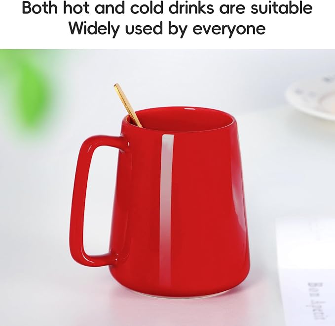Smilatte 24 OZ Large Coffee Mug, Nice Ceramic Boss Tea Cup with Big Handle for Dad Men Women, Unique Style For Any Kitchen, Red