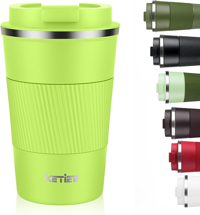 KETIEE Travel Mug 12oz, Insulated Coffee Mug with Leakproof Lid, Travel Coffee Mug Vacuum Stainless Steel Double Walled Reusable Coffee Cup for Hot and Iced Coffee Tea Water