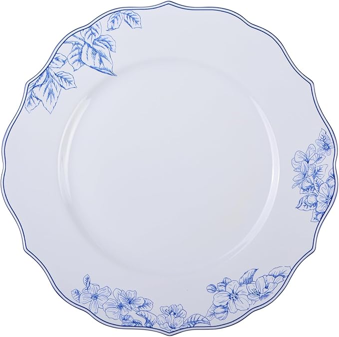 222 Fifth 12-Piece Porcelain Dinnerware Set for 4, Elegant Floral Plates and Bowls Sets- White/Blue Ceramic Dishes, Chip Resistant Kitchen & Dining Dish Set, Microwave & Dishwasher Safe, Hudson Valley