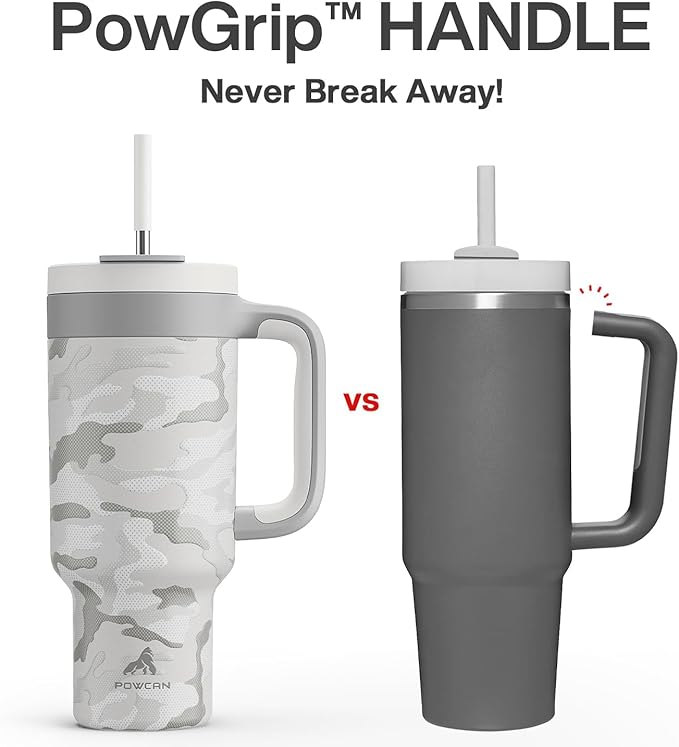 40 oz Camo Tumbler with Handle, 2-in-1 Straw and Sip Lid, Leakproof, Dishwasher Safe, Insulated Stainless Steel Travel Coffee Mug, Keeps Cold for 34 Hours, Car Cup Holder Fit (Clouded Aspen)